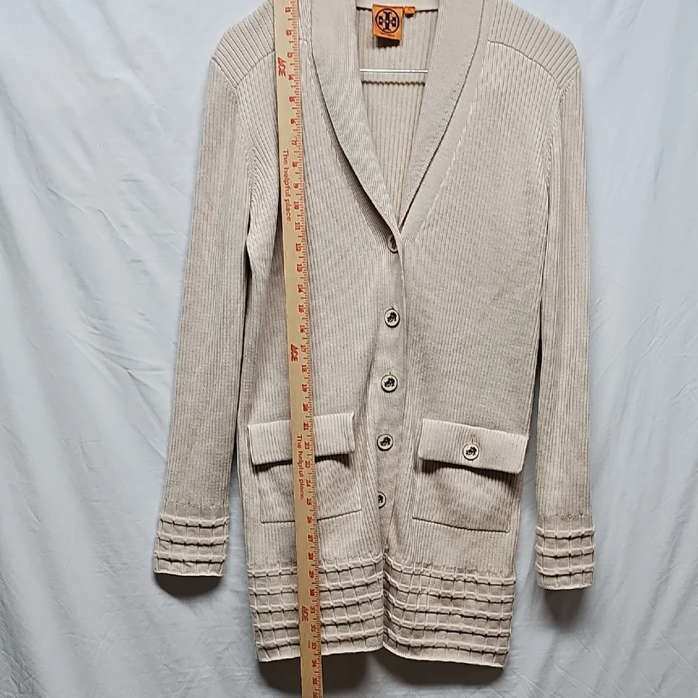 Tory Burch Beige Ribbed Cardigan - Picture 11 of 16